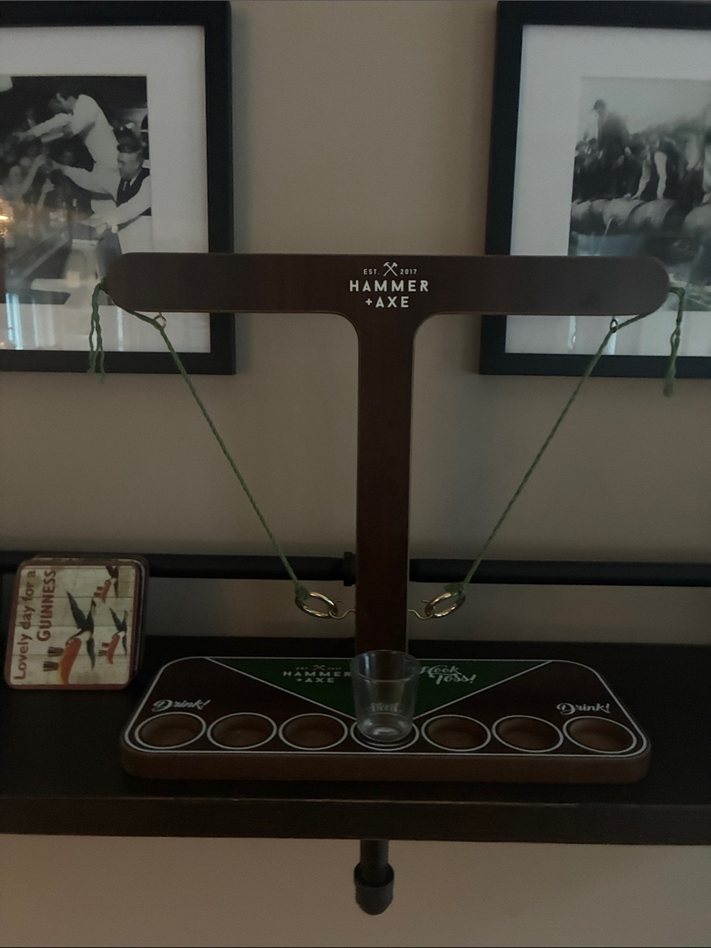 Brown and Green Pub-Style Drinking Game Set